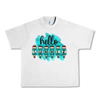Lunar Rock Hello Summer Serape Turquoise Urban Heavy Tee - CowCowDesign