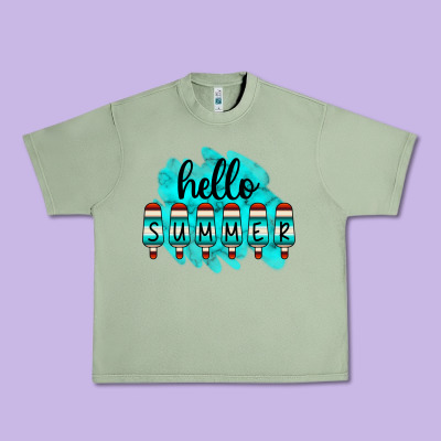 Hello Summer Serape Turquoise Urban Heavy Tee Designed By Cowcowdesign