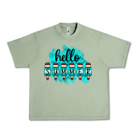 Oil Green Hello Summer Serape Turquoise Urban Heavy Tee - CowCowDesign
