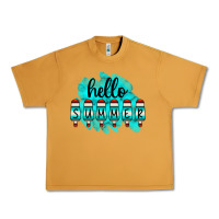 Peanut Butter Hello Summer Serape Turquoise Urban Heavy Tee - CowCowDesign