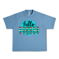 Pebble Blue Hello Summer Serape Turquoise Urban Heavy Tee - CowCowDesign