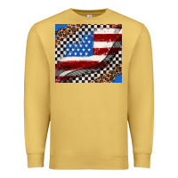 Antique Gold American flag and race flag Premium Sweatshirt - AdoDesignShop