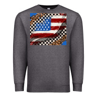 Charcoal Heather American flag and race flag Premium Sweatshirt - AdoDesignShop