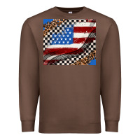 Chestnut American flag and race flag Premium Sweatshirt - AdoDesignShop
