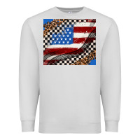 Dove Grey American flag and race flag Premium Sweatshirt - AdoDesignShop