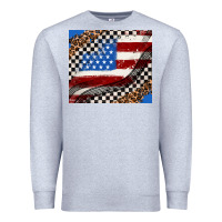Heather Grey American flag and race flag Premium Sweatshirt - AdoDesignShop