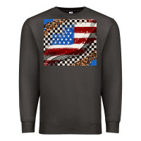 Smoke American flag and race flag Premium Sweatshirt - AdoDesignShop