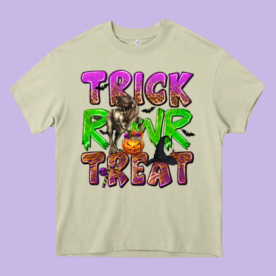 Trick Rawr Treat Heavy Core Tee Designed By Texasbilliewilder