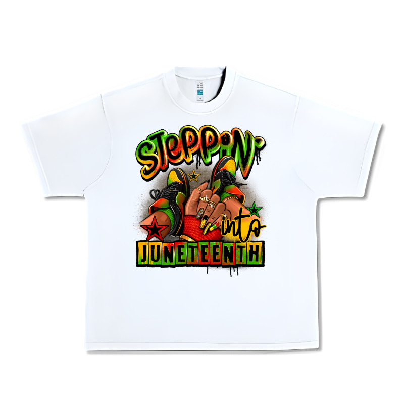Steppin' Into Juneteenth Black Girl Sneakers Urban Heavy Tee by RanaPortraitStore | Teevron