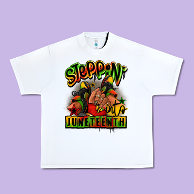Steppin' Into Juneteenth Black Girl Sneakers Urban Heavy Tee Designed By Ranaportraitstore