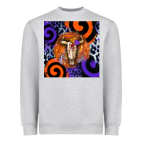Heather Grey halloween bull skull Heavyweight Sweatshirt - BarkalooDesign