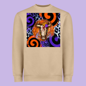 Halloween Bull Skull Heavyweight Sweatshirt Designed By Barkaloodesign