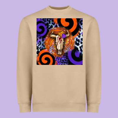 Halloween Bull Skull Heavyweight Sweatshirt Designed By Barkaloodesign