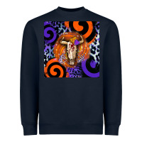 Navy halloween bull skull Heavyweight Sweatshirt - BarkalooDesign