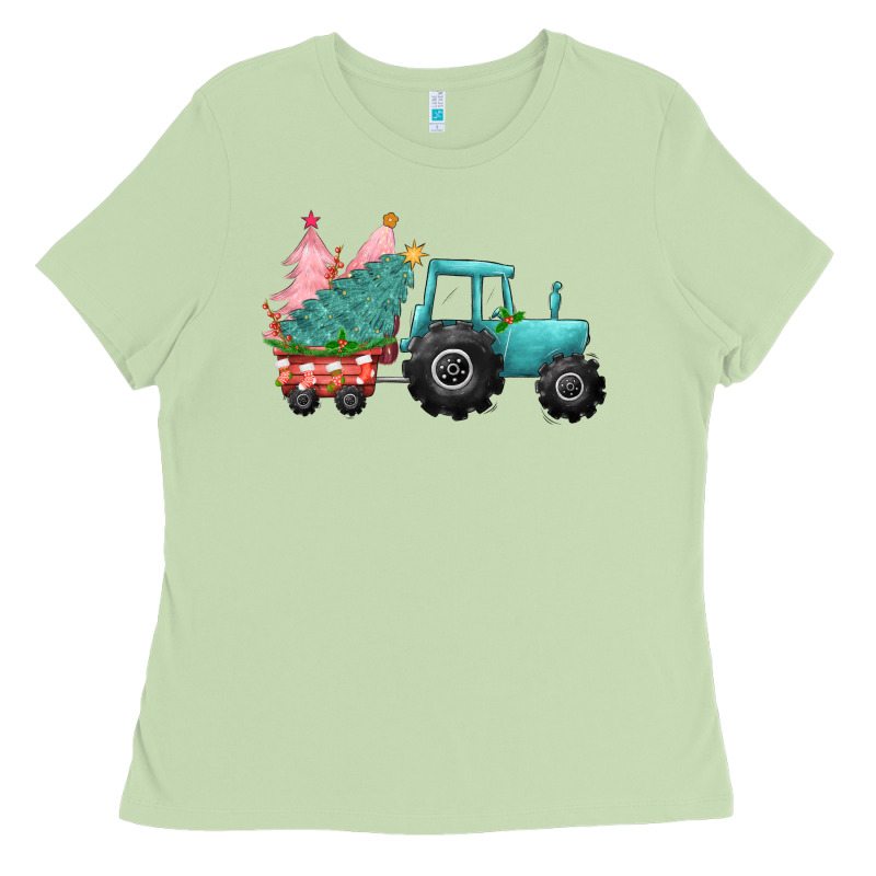 Christmas Tree Tractor Ladies Tee by CowGirlArtShop | Teevron