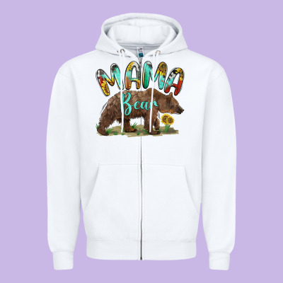 Mama Bear Zipper Hoodie Designed By Barkaloodesign