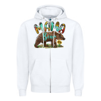 White mama bear Zipper Hoodie - BarkalooDesign