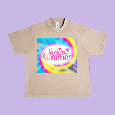 Hello Summer Tie Dye Tumbler Urban Heavy Tee Designed By Cowcowdesign