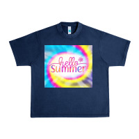 Navy Hello Summer Tie Dye Tumbler Urban Heavy Tee - CowCowDesign