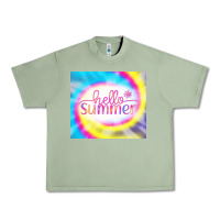 Oil Green Hello Summer Tie Dye Tumbler Urban Heavy Tee - CowCowDesign