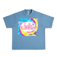 Pebble Blue Hello Summer Tie Dye Tumbler Urban Heavy Tee - CowCowDesign