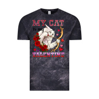 Cloud Black my cat is my valentine Vintage Tee - OliviaCreatesArt