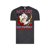 Vintage Black my cat is my valentine Vintage Tee - OliviaCreatesArt