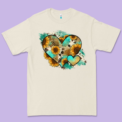 Leopard Sunflower Cowhide Glitter Heart Premium Tee Designed By Jasminsmagicworld