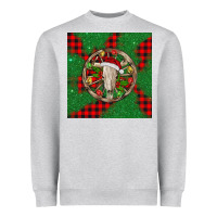 Heather Grey Christmas bull skull Heavyweight Sweatshirt - BarkalooDesign