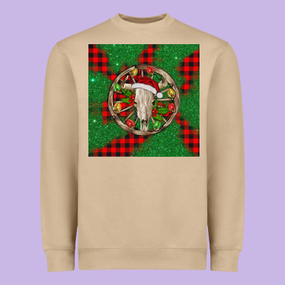 Christmas Bull Skull Heavyweight Sweatshirt Designed By Barkaloodesign
