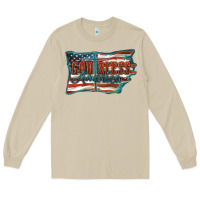 Mushroom God Bless America Long Sleeve Tee - FaDigitalArtStudio