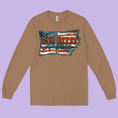 God Bless America Long Sleeve Tee Designed By Fadigitalartstudio