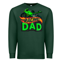 Sports Green racing dad with racing motorcycle Premium Sweatshirt - AdoDesignShop