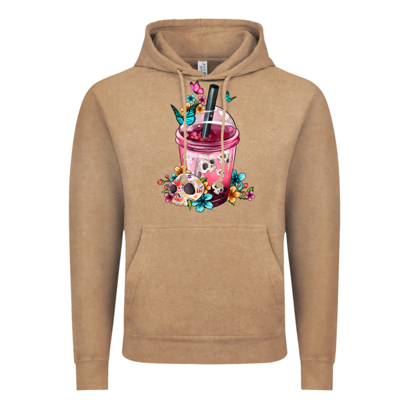 Mexican Day Of The Dead Skulls Coffee Cup Vintage Hoodie by FaDigitalArtStudio | Teevron
