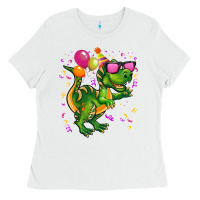 White birthday t rex pink Ladies Tee - CowGirlArtShop