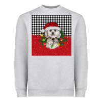 Heather Grey Christmas Bichon frise dog Heavyweight Sweatshirt - BarkalooDesign