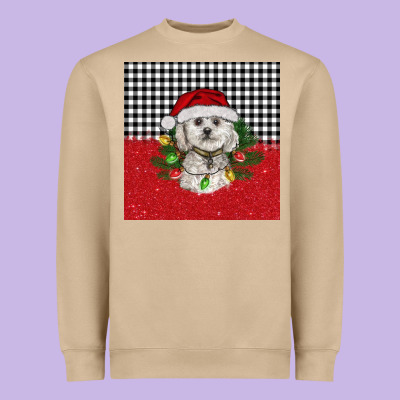 Christmas Bichon Frise Dog Heavyweight Sweatshirt Designed By Barkaloodesign