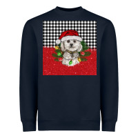 Navy Christmas Bichon frise dog Heavyweight Sweatshirt - BarkalooDesign
