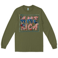 Army Green America Long Sleeve Tee - FaDigitalArtStudio