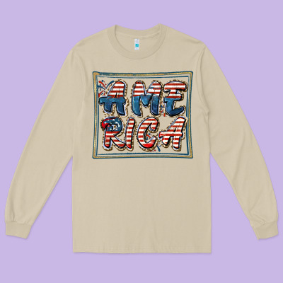America Long Sleeve Tee Designed By Fadigitalartstudio