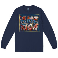 Navy America Long Sleeve Tee - FaDigitalArtStudio