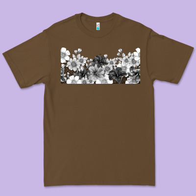 Black And White Floral Premium Tee Designed By Tumblerdesignbyshophia