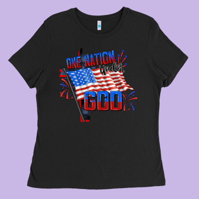 One Nation Under God Ladies Tee Designed By Cowgirlartshop