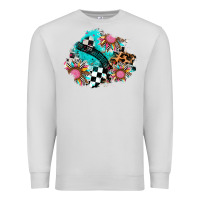 Dove Grey race sunflower patches Premium Sweatshirt - AdoDesignShop