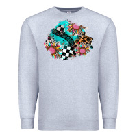 Heather Grey race sunflower patches Premium Sweatshirt - AdoDesignShop