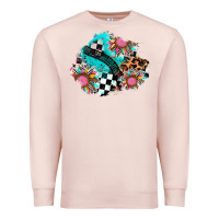 Pale Pink race sunflower patches Premium Sweatshirt - AdoDesignShop