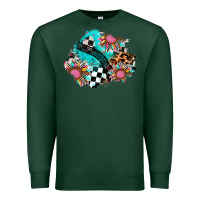Sports Green race sunflower patches Premium Sweatshirt - AdoDesignShop