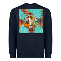 Navy fall bull skull Heavyweight Sweatshirt - BarkalooDesign