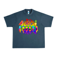 Midnight Navy Hello Summer Tie Dye Urban Heavy Tee - CowCowDesign