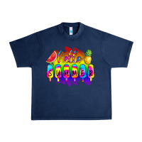 Navy Hello Summer Tie Dye Urban Heavy Tee - CowCowDesign